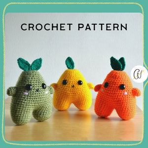 Fruit Amigurumi Crochet Pattern Cute Blob Lemon Orange Pear Amigurumi Pattern | Fruit Splobs