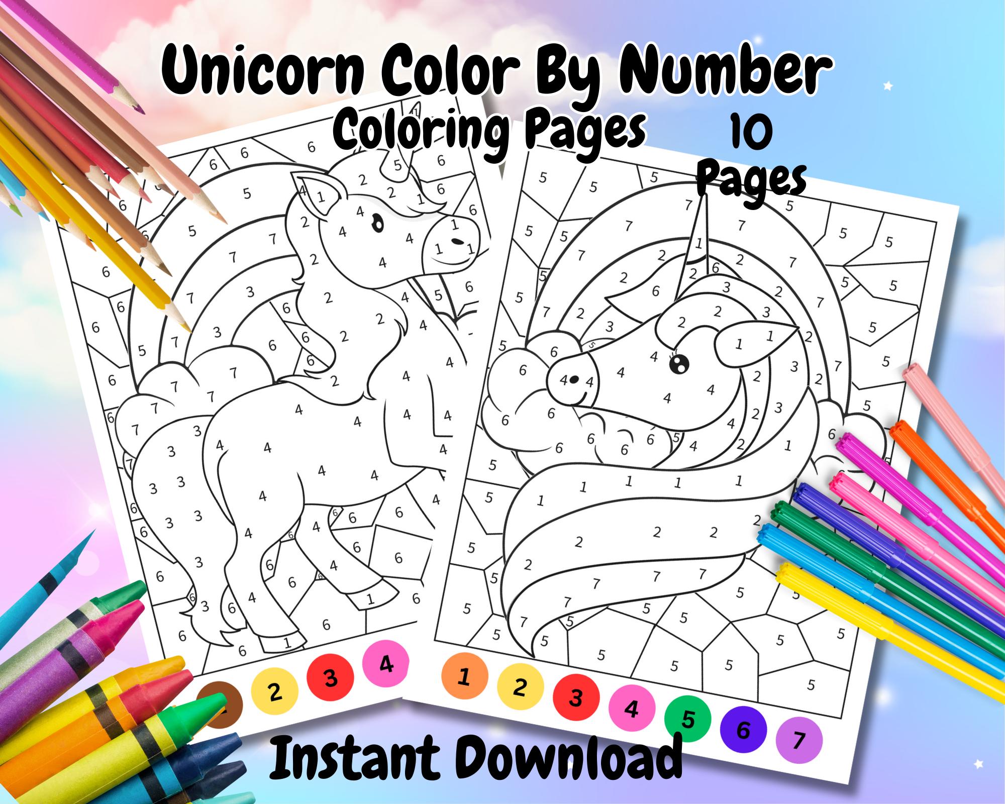 Color by Number, Unicorn Color by Number, Color by Number for Kids ...