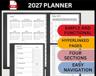 2027 Kindle Scribe Planner: Clickable Yearly, Monthly, Weekly, Daily Template (Digital Download)