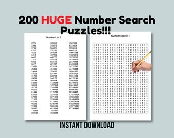 Large Print Number Search Puzzle Book For Adults (Digital Download)