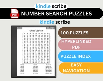 Kindle Scribe Number Search Puzzles: 100 Hyperlinked Pages (Digital Download)