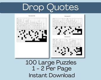 Drop Quote Puzzles, 100 Drop Quotes Puzzles, Fallen Phrases, Hidden Quotes, Quote Falls Puzzles, Instant Download