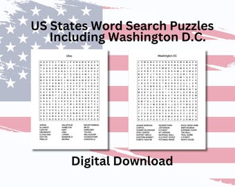 United States Word Search Puzzle: 50 States + D.C. (Printable PDF)