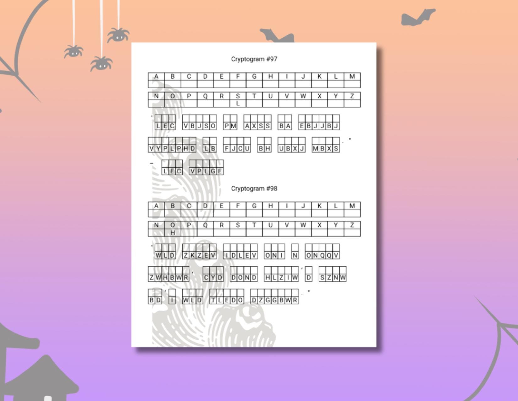Halloween Cryptograms, 100 Spooky Halloween Themed Cryptograms ...