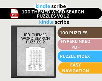 Libro de sopas de letras Kindle Scribe: 100 rompecabezas temáticos (descarga digital)