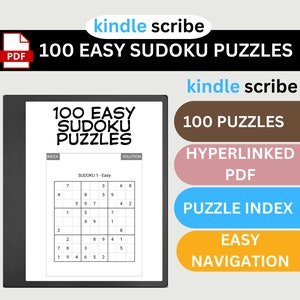 Sudokus de Kindle Scribe: 100 juegos fáciles, plantilla interactiva (descarga digital)