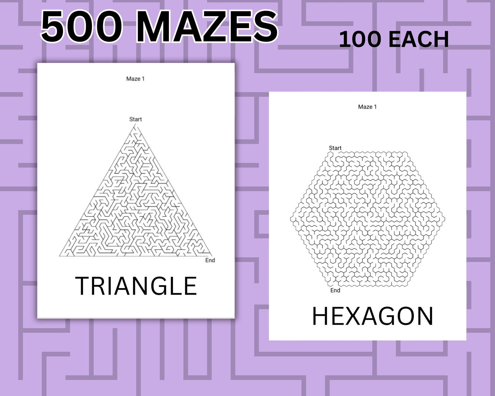 Printable Maze Puzzle Book, 500 Fun & Challenging Mazes, Rectangle ...