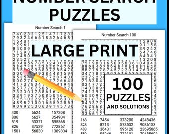 Large Print Number Search Puzzle Book for Seniors (PDF Download)