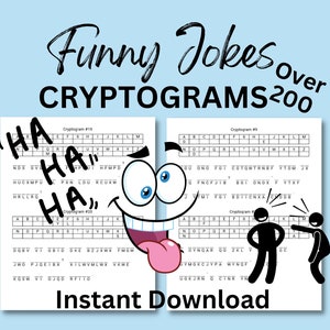 Funny Jokes Cryptograms: 222 Bad Dad Jokes (Instant Download)