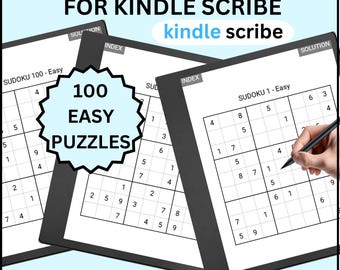 Libro di Sudoku per Kindle Scribe, 100 giochi di Sudoku facili, modello cliccabile (download digitale)
