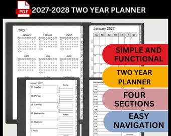 2027-2028 Kindle Scribe Planner: Two Year Monthly Weekly Daily (Digital Download)