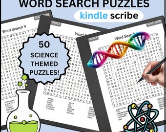 Science Word Search Puzzles, Biology Chemistry Physics Vocabulary (Digital Download)