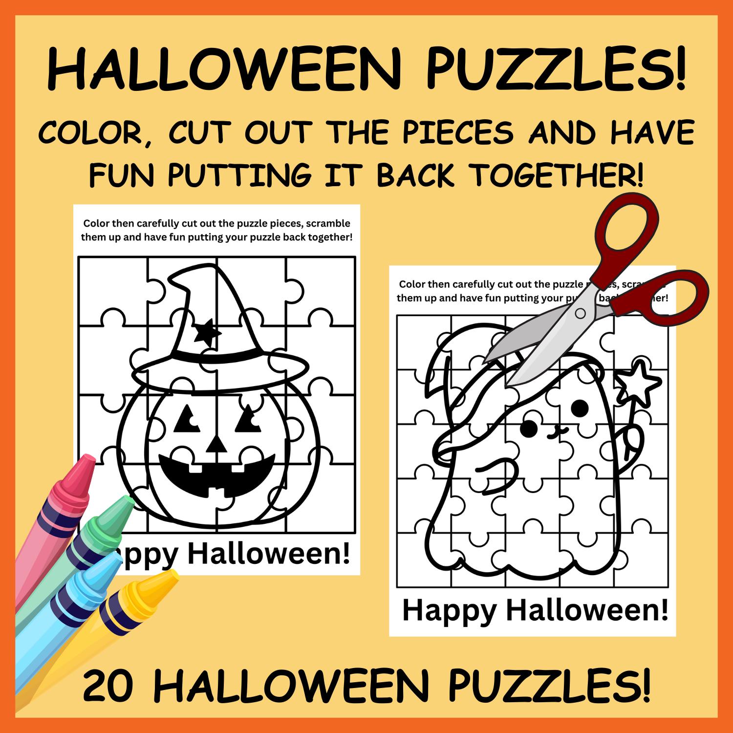 Puzzle da colorare di Halloween: attività stampabile per bambini