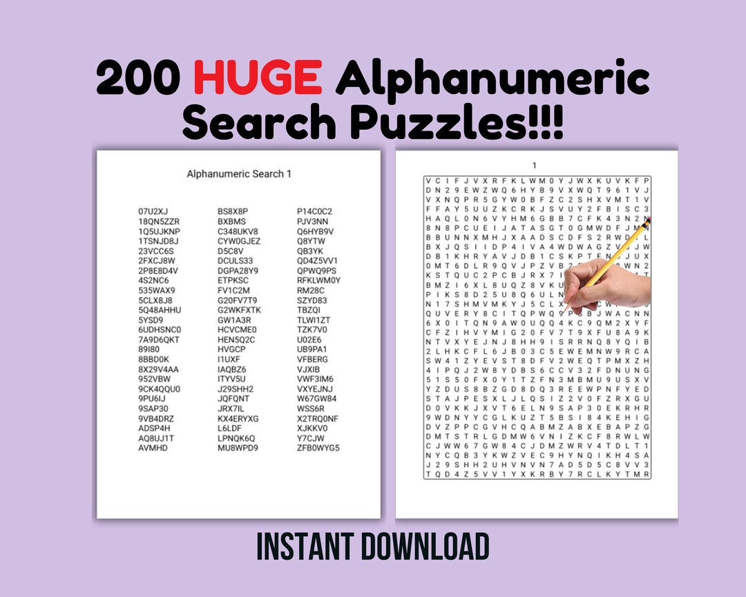 200 Alphanumeric Search Puzzles: Large Print (digital Download) - Etsy
