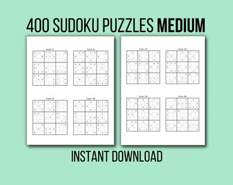 400 mellanstora Sudoku-pussel: Utskrivbar aktivitetsbok (digital nedladdning)