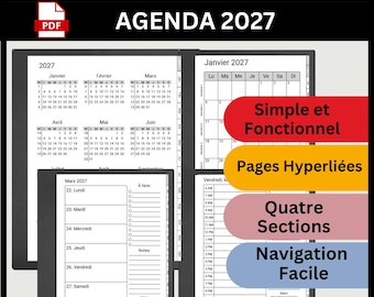 Agenda Kindle Scribe 2027 : Annuel, Mensuel, Hebdomadaire, Quotidien (Téléchargement Numérique)