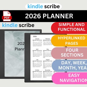 2026 Kindle Scribe Planner: Yearly, Monthly, Weekly, Daily (Digital Download)