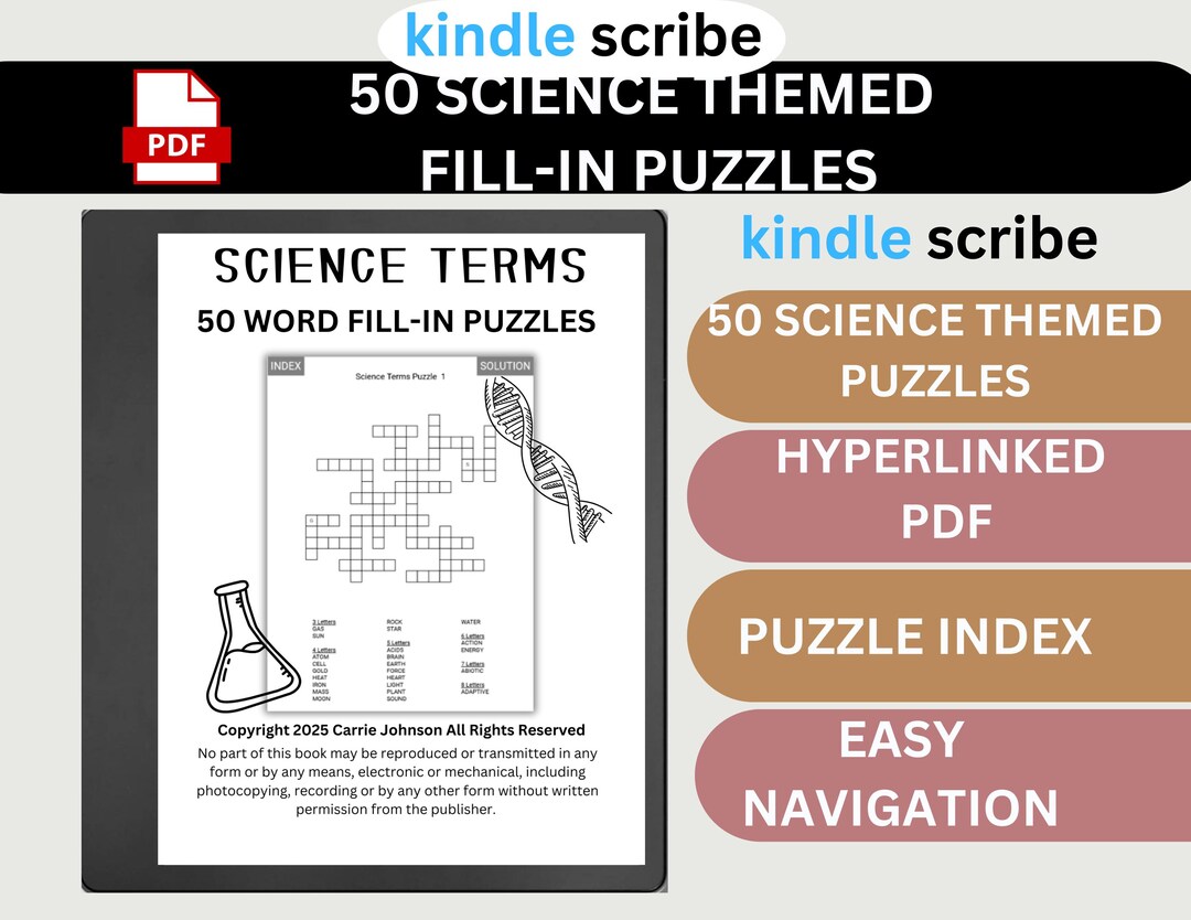 Scribe Fill Kindle Scribe Word Fill-in Puzzle Book – Science Terms – Interactive ...