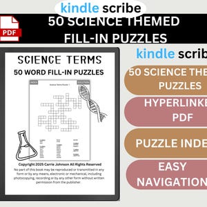 Kindle Scribe Word Fill-In Puzzle Book – Termos científicos – PDF interativo – Download digital – Quebra-cabeças com hiperlinks