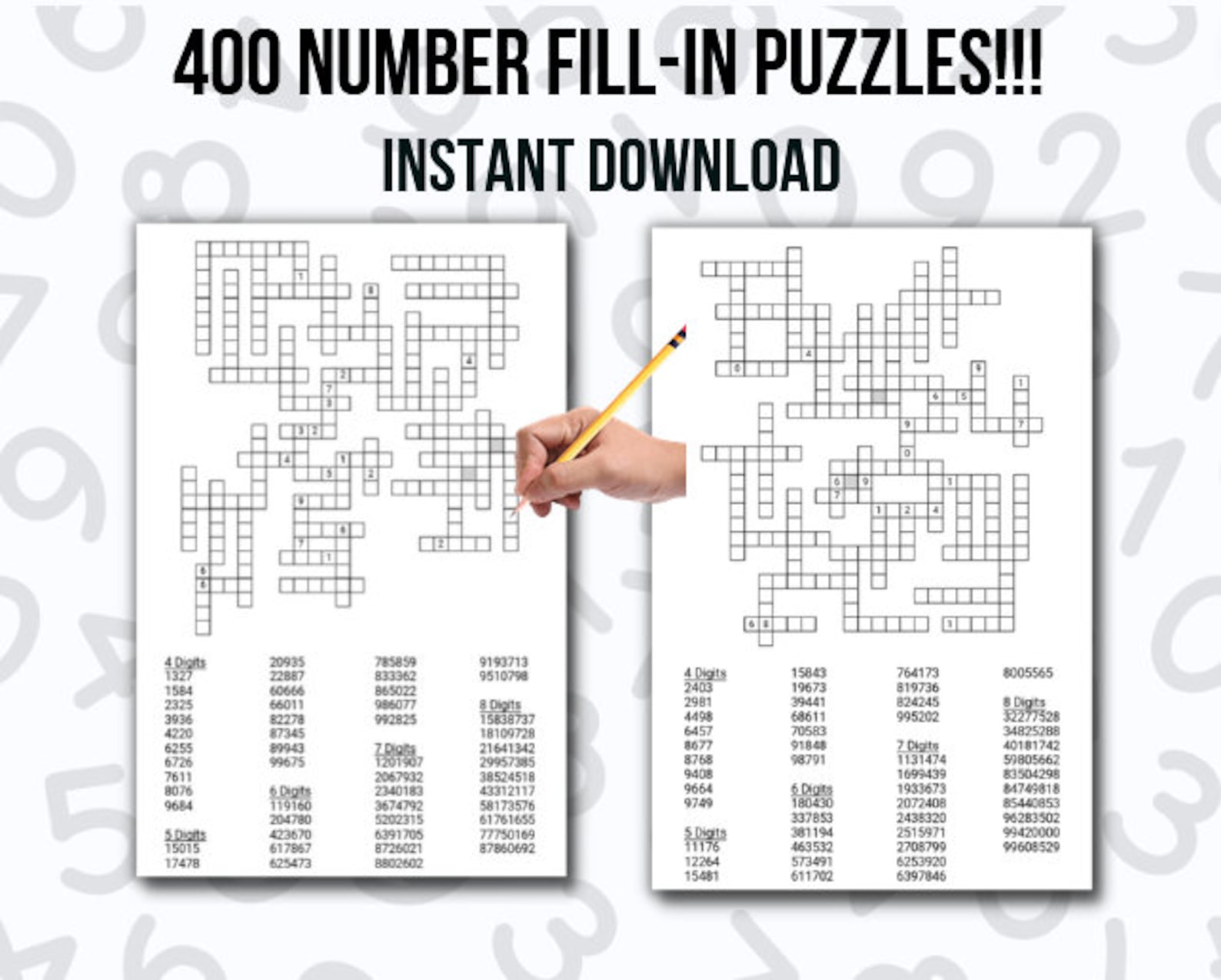 400 Printable Number Fill in Puzzle Pages for Adults, Large Print Easy ...