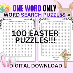 Easter Word Search Puzzles: 100 Unique Printable Games (Digital Download)