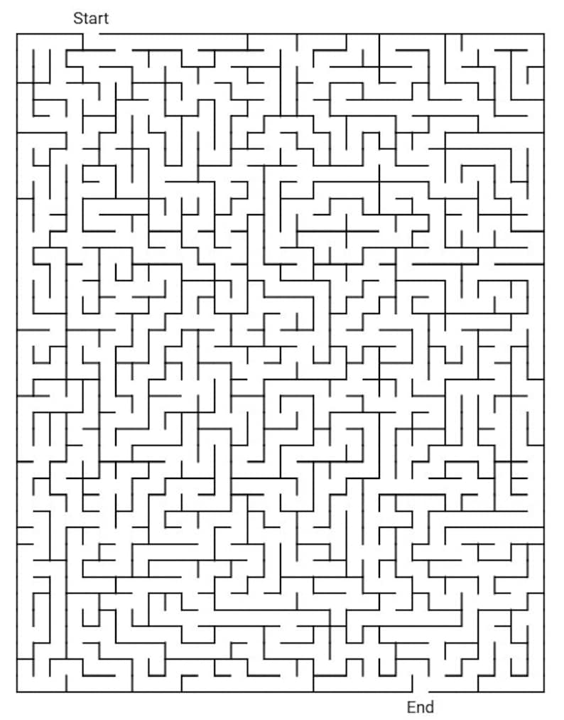 500 Printable Maze Puzzles for Adults, Challenging Rectangle Mazes
