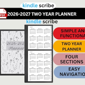 Agenda 2026-2027 Kindle Scribe : deux ans mensuels, hebdomadaires, quotidiens (téléchargement numérique)