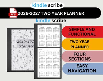 2026-2027 Kindle Scribe Planner: Two Year Monthly Weekly Daily (Digital Download)
