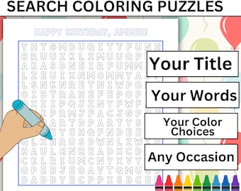 Jeu de mots mêlés à colorier personnalisé : jeu de société sur mesure (téléchargement numérique)