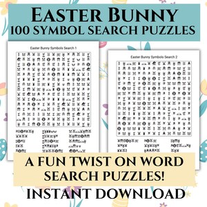 Easter Bunny Symbol Search: 100 Printable Puzzles (Digital Download)