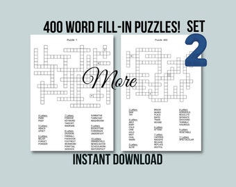 400 Printable Word Fill-In Puzzles For Adults: Large Print (Digital Download)