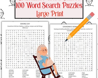 Grandma’s Memories Word Search Puzzles Printable, Large Print, 100 Relaxing Nostalgic Word Search Puzzles