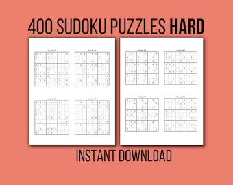 400 schwere Sudoku Rätsel: Druckbare Rätsel (Instant Download)