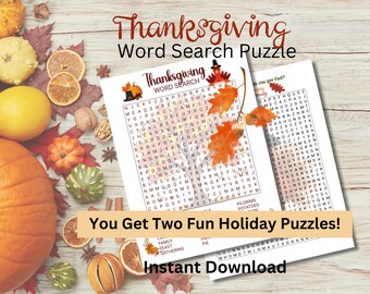 Thanksgiving Word Search Puzzle: Printable Activity (Digital Download)