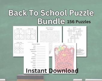 Back to School Puzzle Bundle - Mazes, Word Search, Sudoku, Crossword & Word Scramble | Printable Activity Book | Instant Download PDF