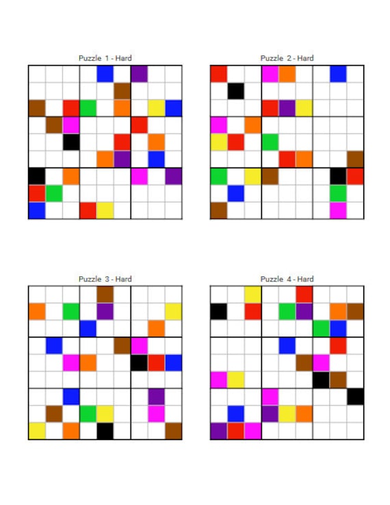 400 Hard Color Sudoku Puzzles: Printable Brain Teasers (instant
