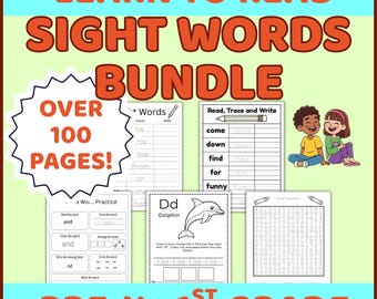 Sight Words Worksheets Bundle | Kindergarten, Preschool Reading Activities (Digital Download)