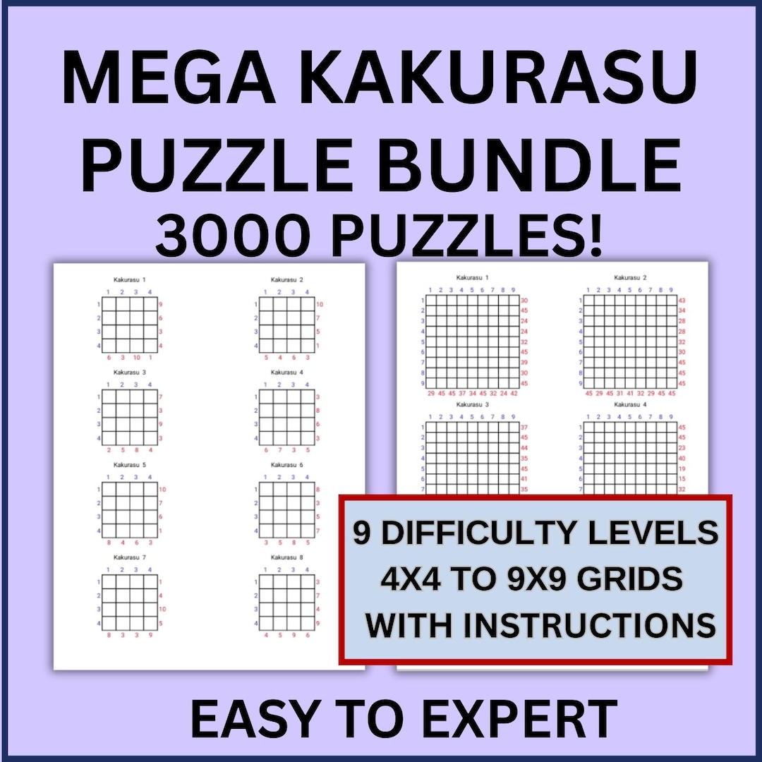 Kakurasu Puzzle Mega Pack, 3000 Logic Grid Puzzles, Printable Brain ...