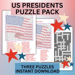 Cruciverba sui presidenti degli Stati Uniti: attività stampabile patriottica (download digitale)