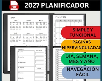 Planificador Kindle Scribe 2027: Anual, mensual, semanal y diario (descarga digital)