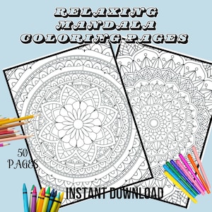 50 Mandala Coloring Pages for Adults | Printable Stress Relief Art | Intricate Designs | Instant Digital Download | Mindfulness Activity