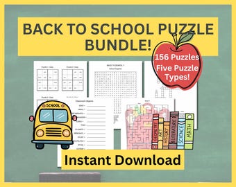 Back to School Puzzle Bundle - Mazes, Word Search, Sudoku, Crossword & Word Scramble | Printable Activity Book | Instant Download PDF