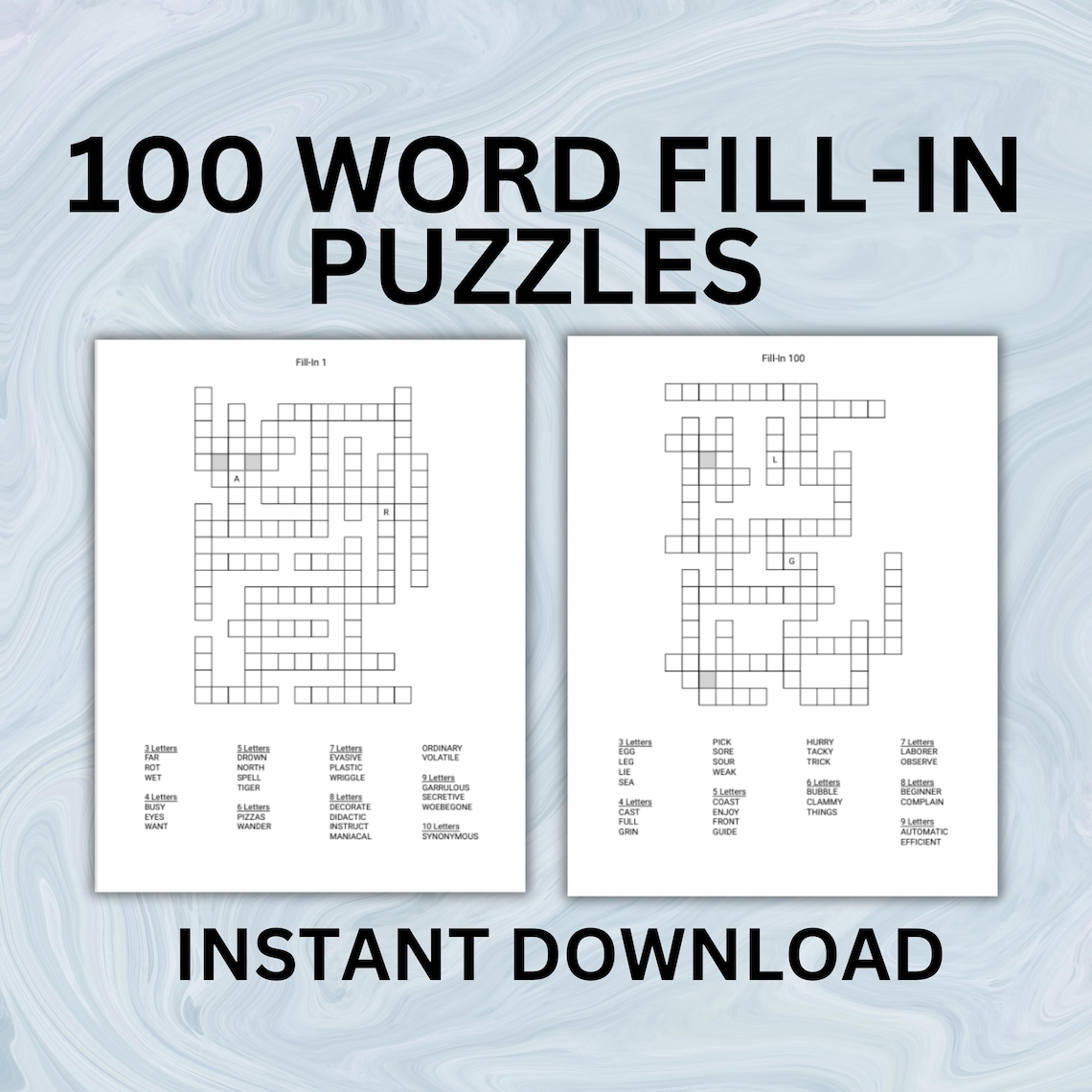 Large Print Word Fill-in Puzzle Book: 100 Pages for Adults (digital ...