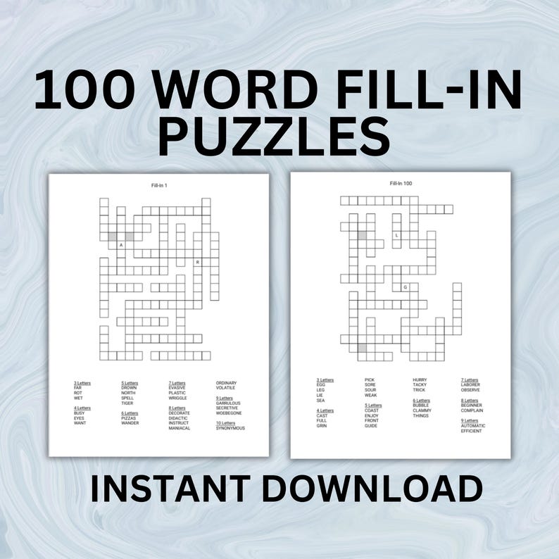 Large Print Word Fill-in Puzzle Book: 100 Pages for Adults (digital