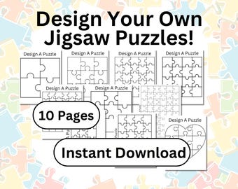 DIY Puzzle Coloring Pages: 10 Printable Jigsaw Templates (Digital Download)