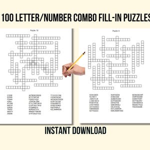 Quebra-cabeças de letras e números: 100 páginas para impressão (download digital)