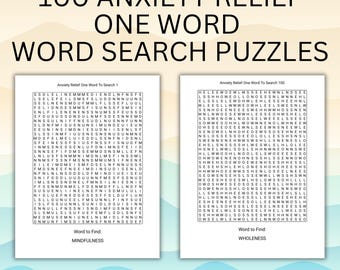 Anxiety Relief Word Search Puzzles: 100 Printable Self-Care Activities (PDF)