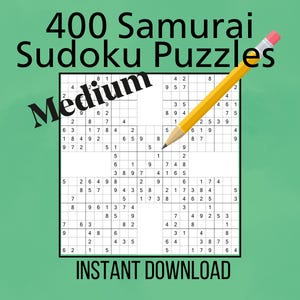 400 Medium Samurai Sudoku Puzzles with Solutions (Printable PDF)