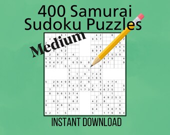 400 Medium Samurai Sudoku Puzzles with Solutions (Printable PDF)