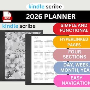 2026 Kindle Scribe Planner: Clickable Yearly, Monthly, Weekly, Daily Template (Digital Download)